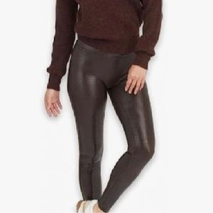 SPANX Faux Leather Brown croc Leggings SIZE medium